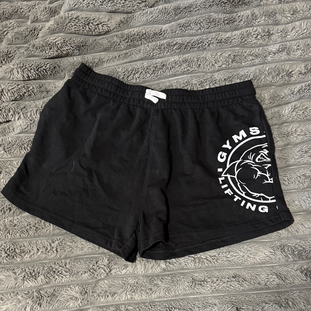 Black Gymshark Shorts with White Logo NWOT